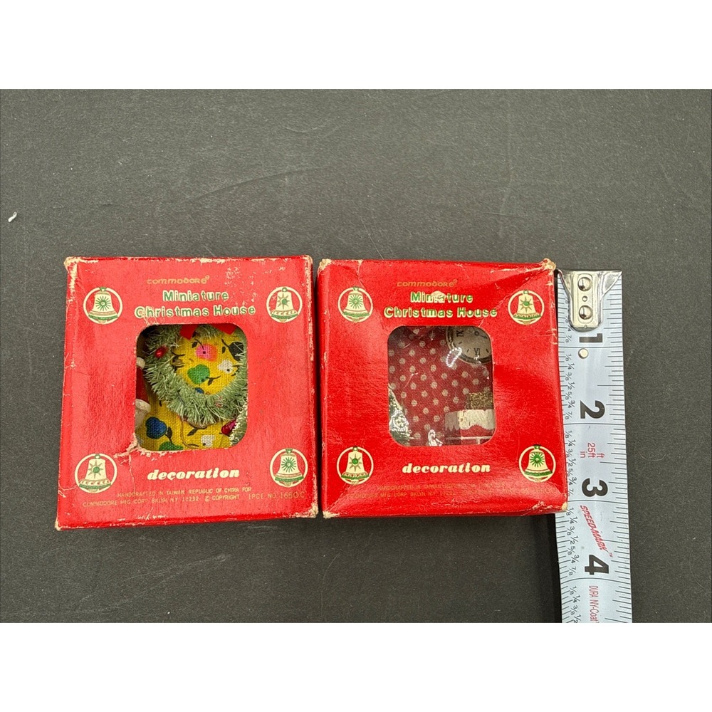 Vtg Miniature Christmas House Decorations Commobore